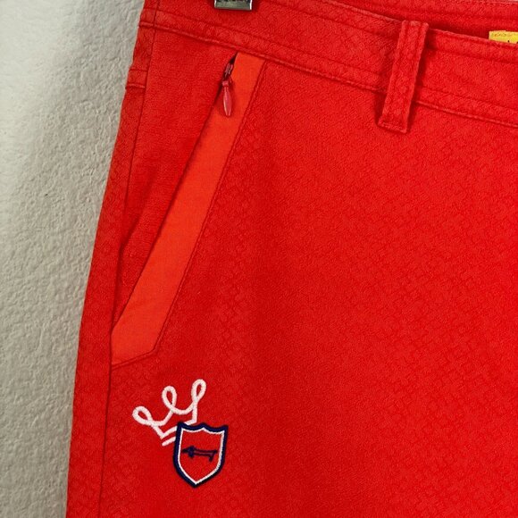 Louis Castel Womens Size 4 Orange Slim Fit Golf Pants With Pockets Embroidered L - Picture 6 of 9